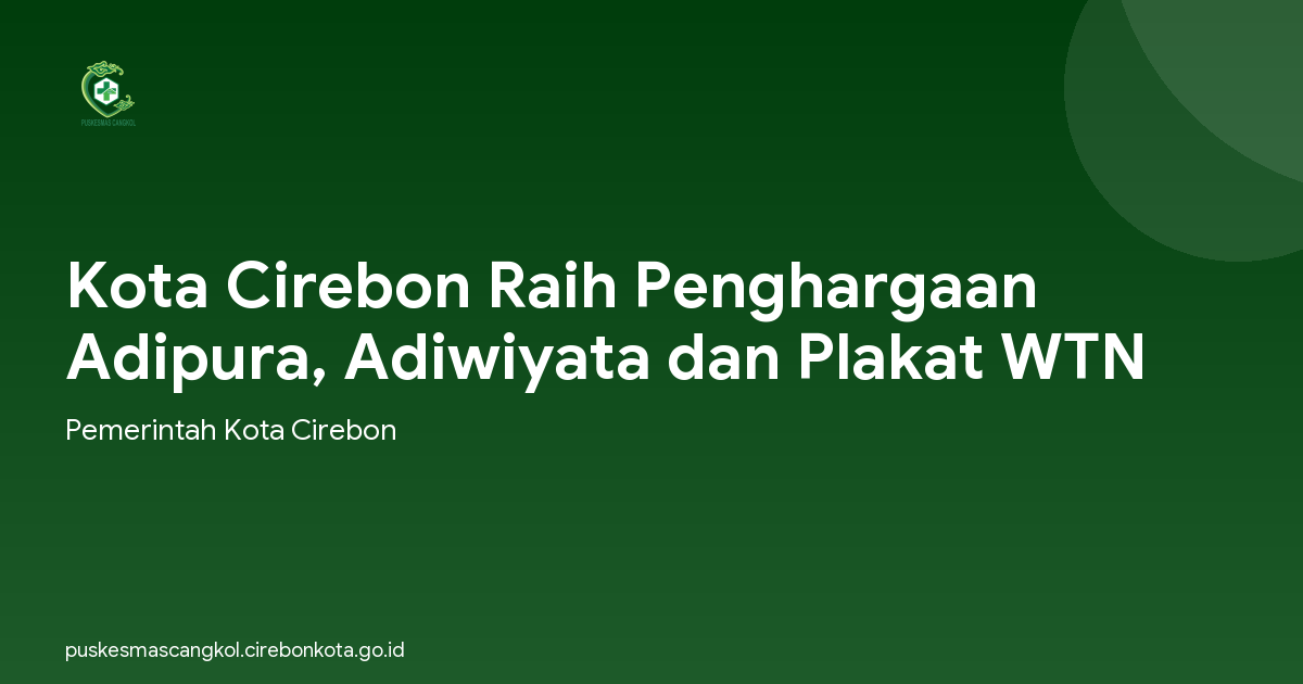 Kota Cirebon Raih Penghargaan Adipura, Adiwiyata dan Plakat WTN