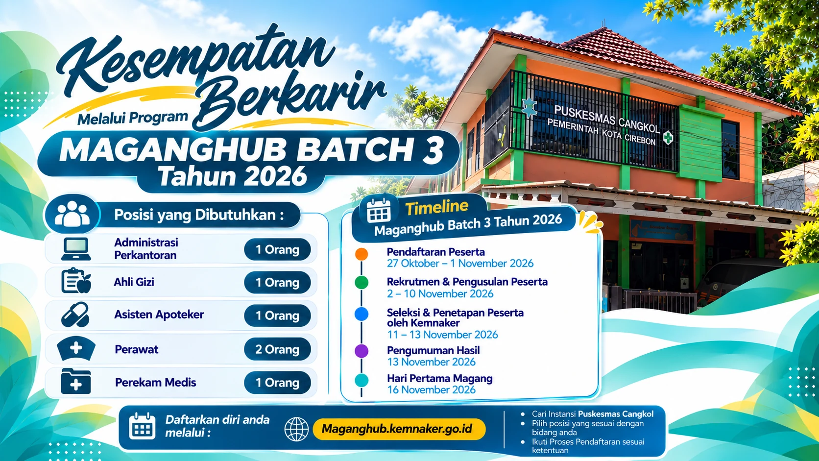 Puskesmas Cangkol Buka Kesempatan Maganghub Batch 3 Tahun 2026